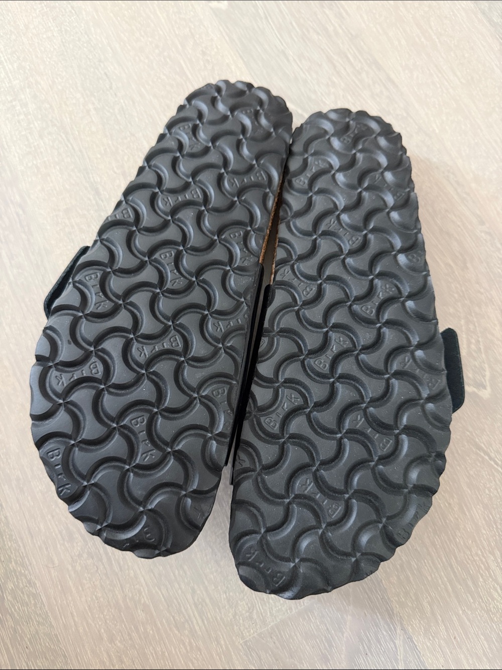 Birkenstock Black Patent Madrid Slides with Gold Buckles - Picture 3 of 8